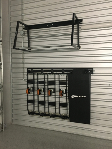 DCI offers many wall-mounted storage solutions to store tires, lift casters and approach ramps.