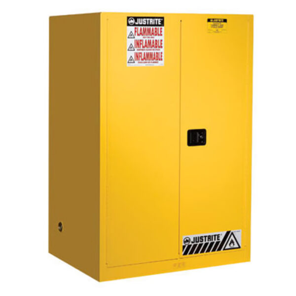 90 Gallon, 2 Shelves, 2 Doors, Self Close, Flammable Cabinet, Sure-Grip® EX, Yellow – 899020