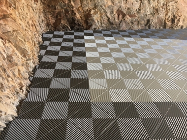 Swisstrax tiles can easliy be cut to fit in even the most challenging applications