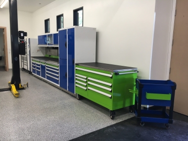 White, Blue and Green Rosseau cabinets.